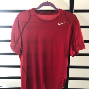 Nike red workout shirt- dry fit and tight fit